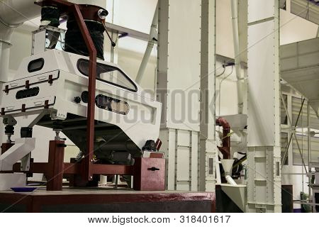 Precleaner Destoner Machine. Coffee Processing In Food Factory Industry