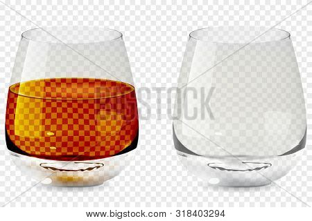 Whiskey Tumbler Glass Transparent Icon Vector Illustration