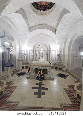 Marasesti, Romania - May 01, 2019: Tomb Of The General Eremia Grigorescu Inside Monument. First Worl