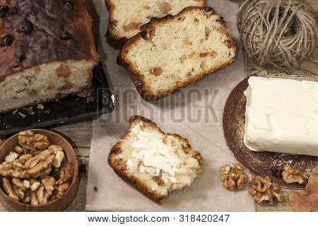 Barmbrack Or Bairin Breac Is A Traditional Irish Sweet Yeast Bread With Grapes And Raisins, Often Ea