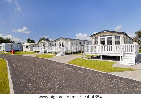 Prestatyn, Gorant, North Wales Great Britain, Uk- Sep 08 2017 : A Row Of Six Berth Luxury Static Car