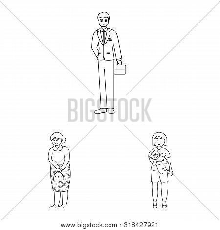 Vector Design Of Happy And Character Logo. Collection Of Happy And Portrait Stock Vector Illustratio