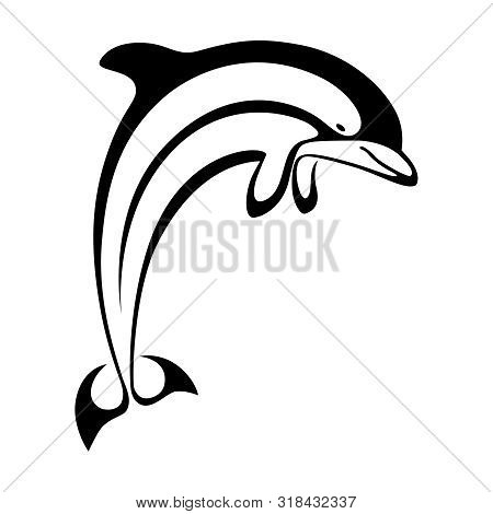 Dolphin Graphic Icon. Dolphin Sign Isolated On White Background. Jump Of Dolphin As Sea Life Symbol.