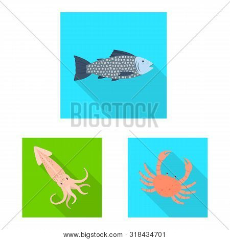 Vector Design Of Product And Ocean Logo. Set Of Product And Restaurant Stock Vector Illustration.