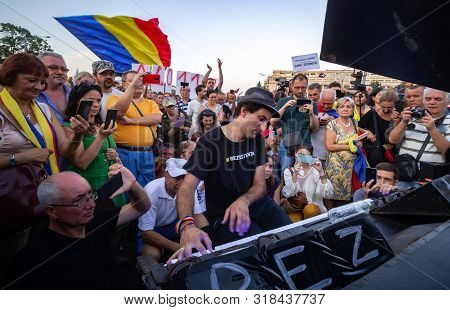 Bucharest, Romania - August 10, 2019: Davide Martello Plays The Piano During The 
