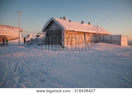 Winter Mountains Panorama With Ski Slopes And Ski Lifts Near Vogel Ski Center, Slovenia