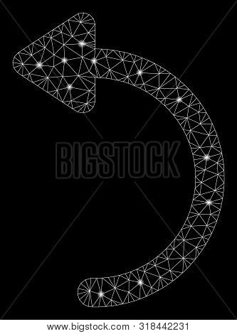 Glowing Mesh Rotate Ccw With Glare Effect. Abstract Illuminated Model Of Rotate Ccw Icon. Shiny Wire