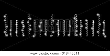 Glossy Mesh Ruler Graduation With Sparkle Effect. Abstract Illuminated Model Of Ruler Graduation Ico