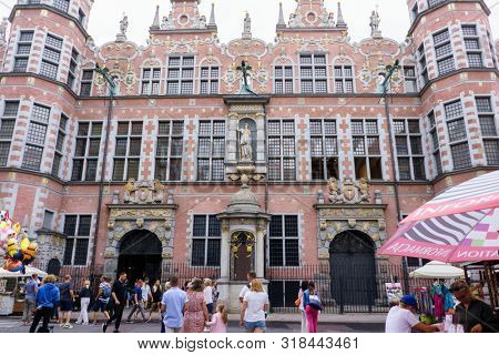 Gdansk, Poland - August 12, 2019: Architecture of the Old Town in Gdansk,Â Pomerania Province,Â Poland, Gdansk is the Historical Capital of Polish Pomerania with Medieval Old Town Architecture