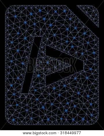 Glowing Mesh Script Code With Lightspot Effect. Abstract Illuminated Model Of Script Code Icon. Shin