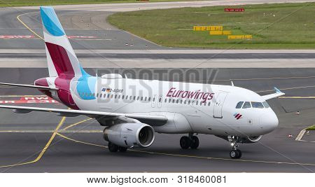 Airplane Taxi In Dusseldorf Airport