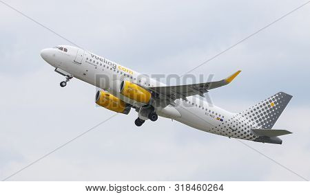 Airplane Takes Off From Dusseldorf Airport