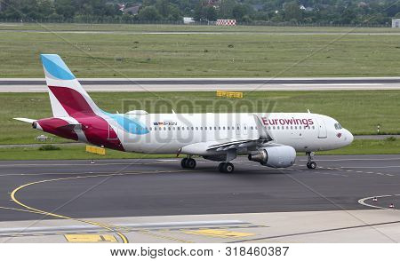 Airplane Taxi In Dusseldorf Airport