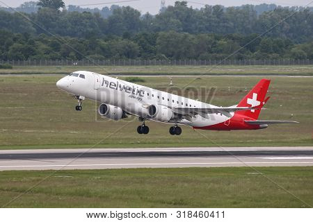 Airplane Takes Off From Dusseldorf Airport