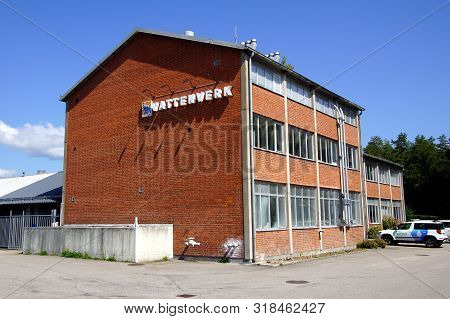 Karlshamn, Sweden - July 15, 2019: Karlshamn Energi Service Building Against A Blue Sky.