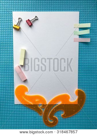 Back To School Concept. Sudent Tools On Blue Background.