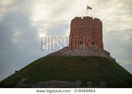 VILNIUS, LITHUANIA - JULY 30, 2019: Vilnius Gediminas' Tower is the Remaining Part of the Upper Castle in Vilnius, Lithuania
