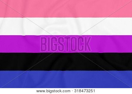 Lgbt Genderfluid Pride Community Flag On A Textured Fabric. Pride Symbol