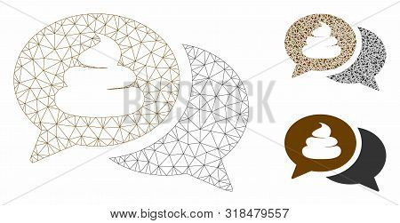 Mesh Shit Forum Model With Triangle Mosaic Icon. Wire Carcass Polygonal Mesh Of Shit Forum. Vector M