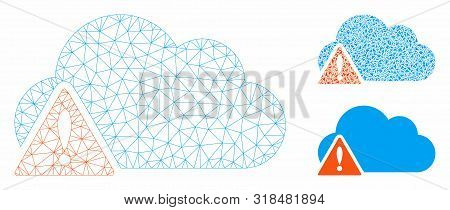 Mesh Warning Model With Triangle Mosaic Icon. Wire Frame Polygonal Mesh Of Warning. Vector Collage O