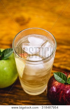 Apple Spritzer (apfelschorle) Pitcher, Glass Pitcher Of Homemade Spritzer Served With Crushed Ice An