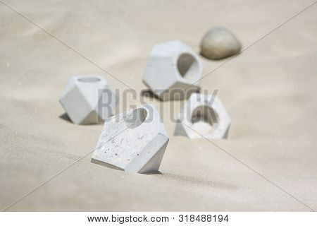 Succulent Plant In Handmade Concrete Pot Decoration