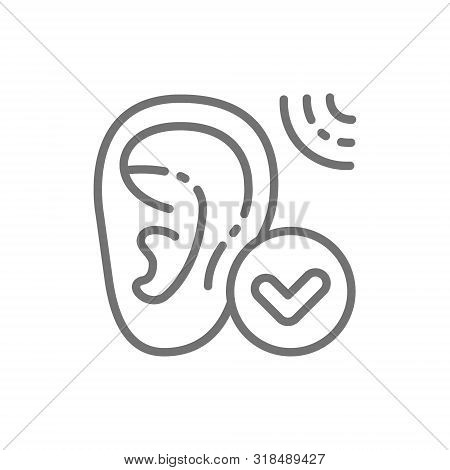 Good Hearing, Hearing Test Line Icon. Isolated On White Background