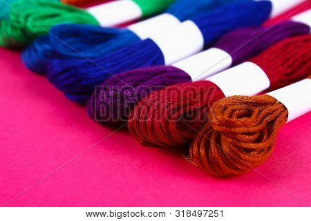 Mouline. Multicolored Thread For Embroidery. Colorful Thread For Embroidery. Threads Moulin.