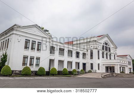Nantou, Taiwan - June 25th, 2019: white building of event venue at Zhongxing New Village, Nantou, Taiwan