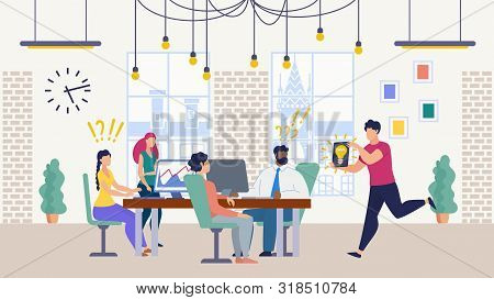 Bright Poster Search For Productive Idea Flat. Creating Positive Opinion About Company Among Partner