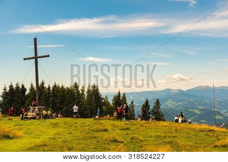 Schockl, Styria, Austria - 17.08.2019 : View From A Peak Of Rocky Austrian Mountain Schockl In Styri