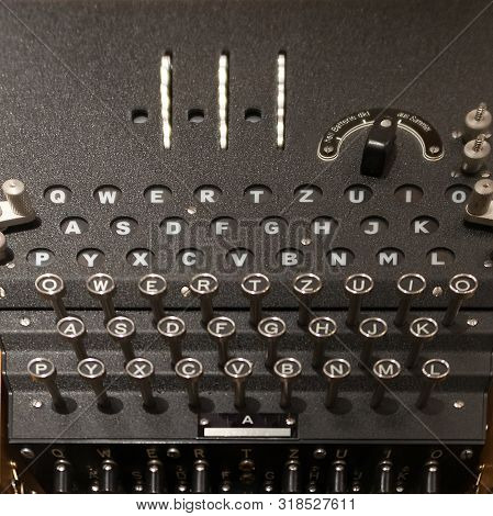 An Enigma Machine - Close Up Of The German Code Machine