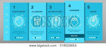 Headache Onboarding Mobile App Page Screen Vector Thin Line. Migraine Brain, Tension And Cluster Hea