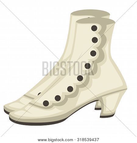 1910s Fashion Style Footwear, Female Shoe Or Boots With Buttons