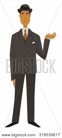 Man In Vintage Suit And Hat, 1910s Fashion, Gangster Style