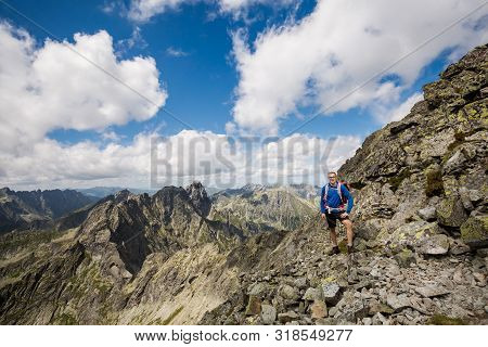 Tourist On Rysy Tatra Mountains