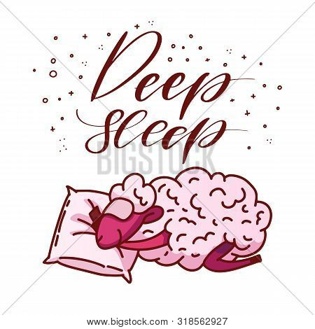 Cute Sleeping Sheep Vector Illustration. Poster About Sleep. The Concept Of Trying To Sleep, Countin