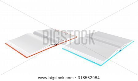 3d Rendering Open Book Image, Isolated White Background