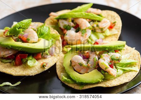 Fresh Shrimp Ceviche, Marinated In Lime With Fresh Vegetables