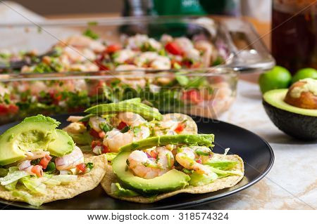 Shrimp Ceviche On Crispy Tortillas Or Tostadas
