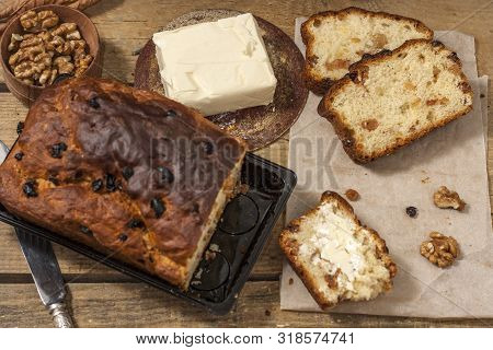 Barmbrack Or Bairin Breac Is A Traditional Irish Sweet Yeast Bread With Grapes And Raisins, Often Ea