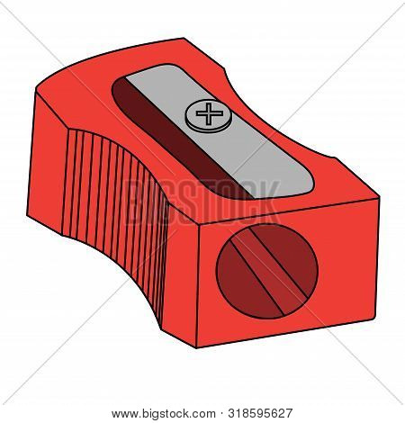 Red Sharpener Pencil. Isolated Cartoon Stock Vector Illustration