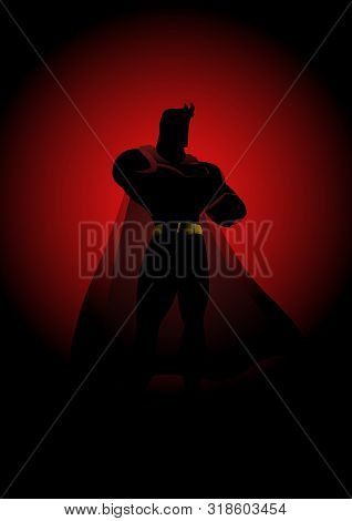 Silhouette Illustration Of A Superhero In Gallant Pose