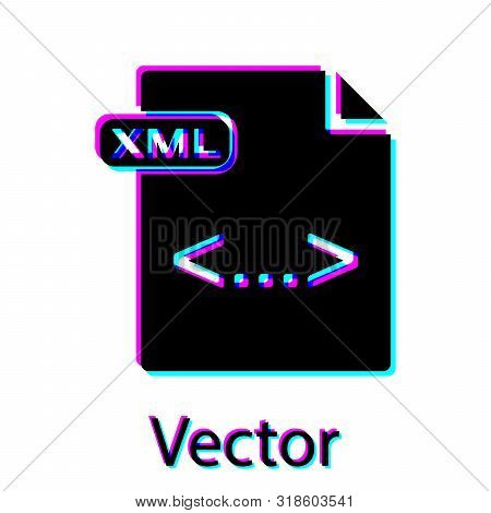 Black Xml File Document. Download Xml Button Icon Isolated On White Background. Xml File Symbol. Vec