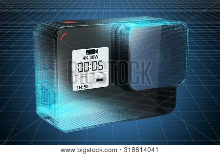 Visualization 3d Cad Model Of Dashcam Dvr, Blueprint. 3d Rendering