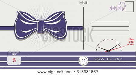Post Card For Date Bow Tie Day. Holiday Dates In August.