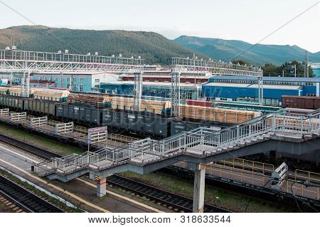 Slyudyanka, Russia - August 13, 2019: Railway Tracks At The Slyudyanka Station On The Trans-siberian
