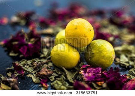 Neem Or Indian Lilac Face Mask On The Black Wooden Surface For Oily Skin Consisting Of Neem Leaves P