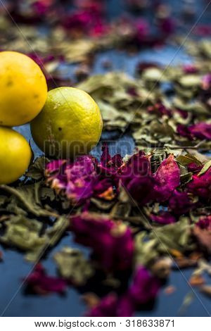Neem Or Indian Lilac Face Mask On The Black Wooden Surface For Oily Skin Consisting Of Neem Leaves P