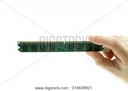 Computer Equipment Ddr Ram 2 Gb For Pc In Lady Hand At White Background